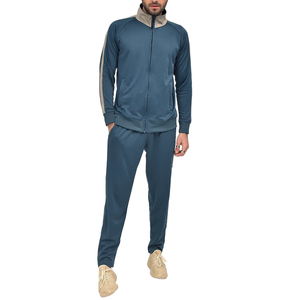 Survêtement pour homme, sweat-shirt à col montant avec fermeture éclair intégrale et poches latérales, vêtements de sport décontractés, respirant, en polyester et coton - Product Image 4