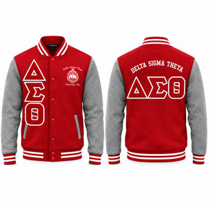 Veste universitaire Delta Sigma Theta, rouge et noir, manches brodées, lettres grecques, design patch, veste pour homme - Product Image 4
