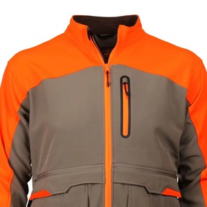 Chaqueta Softshell Cortavientos para Hombre, Color Naranja y Gris, con Cuello Alto y Cierre de Cremallera, Estilo Workwear, para Otoño - Product Image 3
