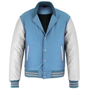 Chaqueta Varsity Azul para Hombre con Mangas Blancas, Cuello Camisero, Cierre de Botones, Estilo Preppy, Corte Regular, Ropa de Otoño, Chaquetas para Hombre - Product Image 5