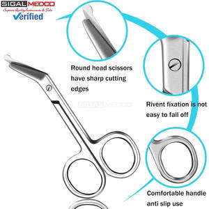 2 Tijeras Manuales para Ostomía, 4.3x2.1 Pulgadas, Curvas, de Acero Inoxidable Plateado, para Vendajes Quirúrgicos, Certificación CE, para Médicos - Product Image 3