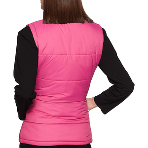<b>Women's</b> Pink Color Blocked <b>Puffer</b> Vest With Zipper Stand Collar Windproof Quilted Outerwear Casual Winter Layering <b>Gilet</b> - Product Image 2