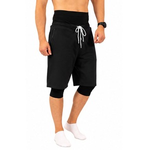 Short de bain tricoté à cordon de serrage pour homme, séchage rapide, longueur genou, couleur unie, pour sports d'été, gym et natation - Product Image 4