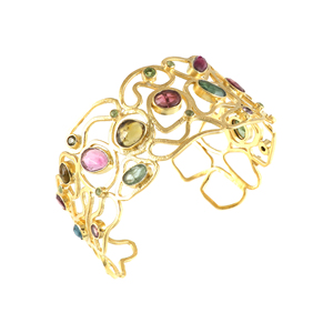 Bracelet en argent sterling 92,5 plaqué or avec tourmaline pour femme, idéal pour les fiançailles, les mariages et les fêtes - Product Image 1