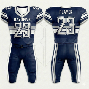 Uniforme de Fútbol Americano, Tela de Malla Reforzada, Unisex, Talla Grande para Adultos, Pantalones Cortos Antibacterianos, Colores Personalizados para Equipos, 100% - Product Image 4