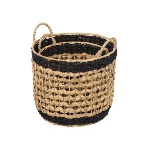 Set of 2 Natural Black <b>Round</b> Decorative <b>Baskets</b> with Handles Handmade Storage <b>Basket</b> Wholesale eco-friendly Made in Vietnam - Product Image 2