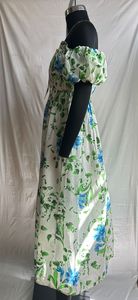 Elegante Vestido Midi de Algodón Cambray con Estampado Floral, Cuello con Lazo y Mangas Abullonadas, Vestido de Verano para Fiestas, Eventos Casuales y Uso Diario - Product Image 3
