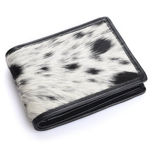 Cartera de Cuero para Hombre Estilo Western, Cartera de Cuero de Vaca con Pelo, Billetera Bifold, Regalo de Aniversario para Él - Product Image 1