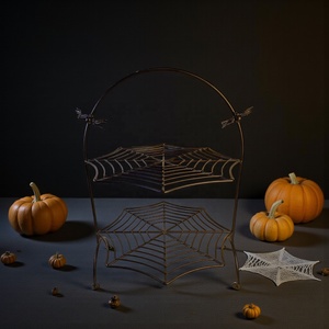 Two Tier Iron <b>Spider</b> Web Stand Unique Halloween Display Rack for Cupcakes Snacks and Decor Perfect for Party Table Setup - Product Image 1
