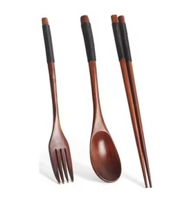 Ensemble de couverts en bois de manguier courbé, écologiques, fourchettes et cuillères pour le camping - Product Image 5