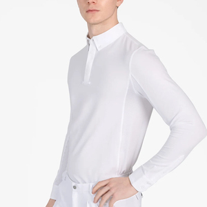 <b>Men</b> Equestrian Slim Fit Short Sleeves Shirt Hook Loop Closure Lightweight Breathable Stretch Fabric Horse Riding <b>Base</b> <b>Layer</b> - Product Image 2