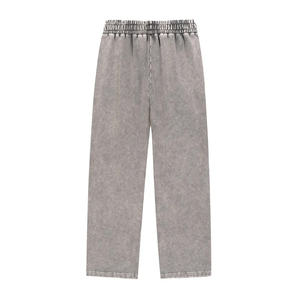 Men's Gray Cotton Sweatpants <b>Elastic</b> <b>Waist</b> Drawstring Side Pockets Casual Joggers Stonewashed Midweight Autumn Wear - Product Image 2