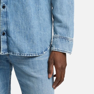 Soft Denim T Shirt With Fold <b>Down</b> Collar And Cheap Factory For Wholesale Bulk Buyer Comfortable Fit 2026 With Custom Logo Design - Product Image 4