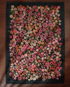 Tapis de salon moderne de luxe, motif floral 3D dense, effet nuit, lavable, en polyester imprimé, antidérapant en latex - Product Image 1
