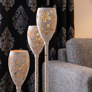 Stylish Butterfly Floral Cur Design Candle Stand Gold Metal Candle Holder Ideal For Wedding <b>Table</b> Decor And <b>Party</b> Decoration - Product Image 3
