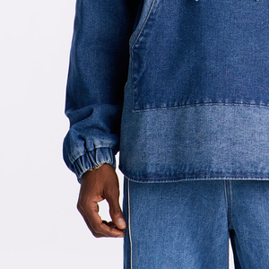 Hoodies en denim pour hommes tendance ODM - Haute qualité, 100% coton, surdimensionnés, respirants, imperméables, mode - Product Image 5