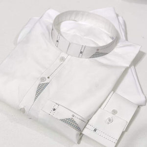 Kurta de algodón gris para hombre, corte ajustado, ropa formal para India y Pakistán, top étnico informal para todas las estaciones, sin arrugas - Product Image 2