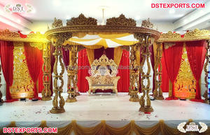 Exquisite Wooden Wedding Hall Mandap Design Wooden Made Moustaches Wedding Mandap Set Exquisite Wooden Wedding Hall Mandap - Product Image 2