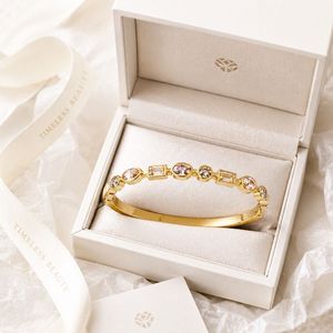 Pulseras de Acero Inoxidable PVD Chapadas en Oro de 18K con Piedras Preciosas, Brazalete de Circonia Cúbica para Mujer - Product Image 2