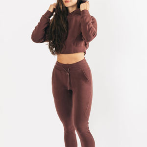 Women's <b>Crop</b> <b>Top</b> Hoodie Casual Style Pullover with Custom Logo Breathable Fashionable Cropped Hoodie Short Length - Product Image 2