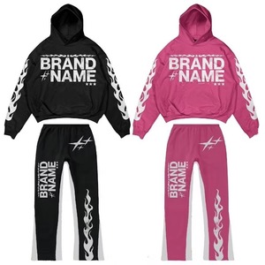Brand Name Men's Hooded Sweatshirt <b>Set</b> Casual Autumn Cotton <b>Knitted</b> Tracksuit With Stars Print Front Logo - Product Image 3