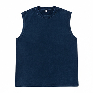 Débardeur Homme Grande Taille Personnalisé Col Rond Effet Délavé Style Urbain en Mélange Spandex/Coton – Tissu 180g - Product Image 2