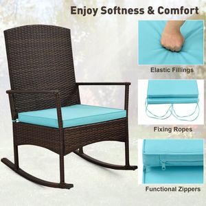 3-Piece <b>Garden</b> Patio Rocking Set Wicker Rocking Chairs with 2-Tier <b>Coffee</b> <b>Table</b> - Product Image 6