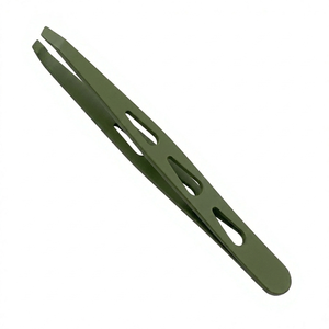 แหนบถอนคิ้วปลายแหลมทำจากสแตนเลสสีเขียวดีไซน์ทันสมัยทนทาน - Product Image 1