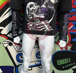 Camiseta de Manga Larga con Estampado DTG Personalizado 2026, Estilo Vintage, Lavado Ácido, Corte Cuadrado, Doble Capa, Tejido Waffle - Product Image 4