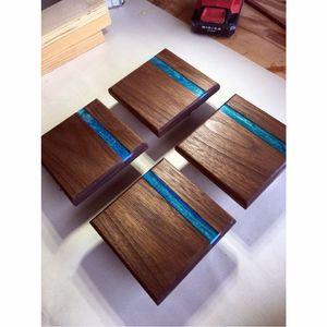 Wholesale Custom Square Resin Wood <b>Coasters</b> Premium Handmade Wood & Epoxy <b>Drink</b> Mats Aesthetic Office Desk Decor <b>Coasters</b> - Product Image 6