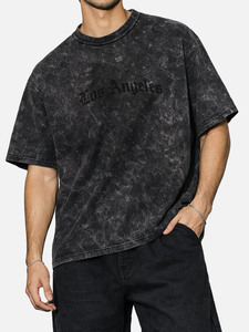 Camiseta Oversize Vintage Lavada para Hombre, Estilo Urbano, Algodón con Lavado Ácido, Gráfico de Letras Góticas, Ajuste Holgado, Top Casual de Verano - Product Image 6