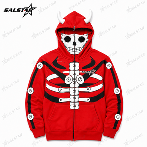 White Skeleton <b>Red</b> Hoodie Halloween 3D Printed Skeleton Costume Hoodie Custom Unisex Zip Up Hooded <b>Sweatshirt</b> - Product Image 3