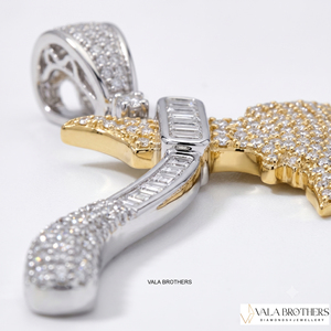 VALA BROTHERS Pendentif Breloque Cœur en Argent 925 Plaqué Rhodium avec Moissanite et Sertissage Griffe, Design Personnalisé Hip Hop, Pierres Givrées, pour Enfants - Product Image 3
