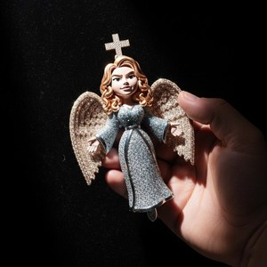 Colgante de Moissanita con diseño de ángulo popular, estilo Iced Out, para ocasiones religiosas, de plata 925, joyería fina, colgantes y dijes - Product Image 2