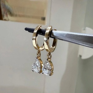 2CT Pear Lab Grown Diamond <b>Huggie</b> Hoop Earrings 14K <b>Gold</b> IGI Certified Minimalist Bridal Party Jewelry Gift - Product Image 2