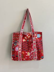 Custom Cotton Embroidered Tote <b>Bag</b> Large Shoulder Shopping <b>Bag</b> with Patchwork Design Zipper Closure Eco-friendly - Product Image 4