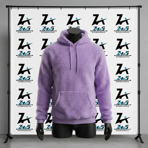Sudadera con Capucha de Forro Polar Morado para Hombre, Corte Regular, Color Sólido, Informal, de Invierno, Tejida - Product Image 1