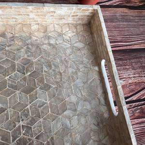 Handmade Bone Inlay Wood <b>Tray</b> From India-Wedding & Diwali Gift Modern Farmhouse Design Serving <b>Tray</b> for Kitchen and Home Decor - Product Image 6