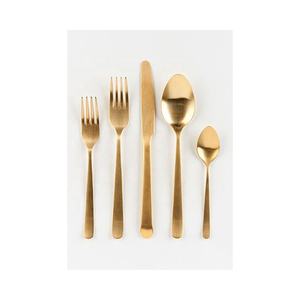 Manche en or martelé avec miroir poli or hôtel de luxe vaisselle de mariage ensemble de couverts couverts en or poli ensemble d'ustensiles - Product Image 4