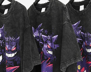 Camiseta Negra Extra Grande de Manga Corta con Cuello Redondo y Estampado del Personaje Gengar, Camiseta Informal de Algodón Jersey - Product Image 3