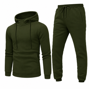 Ensemble de survêtement pour homme, sweat-shirt à capuche uni et pantalon de jogging, 2 pièces, vêtements de sport décontractés, vente en gros - Product Image 1