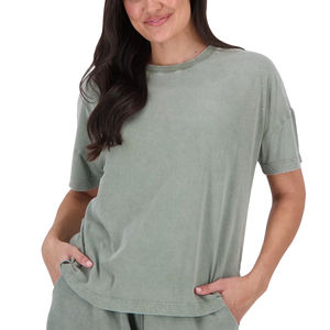 Camiseta de punto 100% algodón para hombre y mujer, corte holgado, estampada, manga corta, oversize, lavado ácido, secado rápido, transpirable, con OEM - Product Image 1