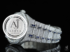AARVA JEWELS Women's Luxury <b>Watch</b> <b>Case</b> Hidden Clasp 3BAR Water Resistance Moissanite Band Analog Quartz Sapphire Crystal Dial - Product Image 1