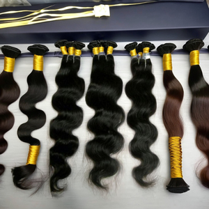 100% Cutícula alineada Indian Raw Temple Extensiones de cabello crudo natural sin procesar Extensiones de cabello Virgen por SMV Hair - Product Image 1