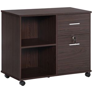 Mobiletto Portadocumenti in Noce con Ripiani Aperti e Cassetti per Documenti A4, Supporto per Stampante Domestica Assemblato - Product Image 1