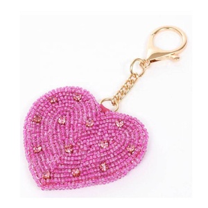 Handmade Glass Beaded Heart Design Keychain or <b>Bag</b> <b>Charm</b> Hand Embroidered Floral Keychain <b>Bag</b> <b>Charm</b> for Girls Gifted Accessory - Product Image 1