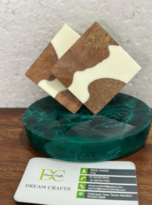 Wood With Epoxy <b>Resin</b> Square Shaped Luxury Fashion Earrings With Gold Plated Ear Hooks Handcrafted Elegant <b>Jewellery</b> for Women - Product Image 2