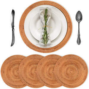 Best Selling Rattan Coaster and <b>Placemat</b> Set Various Sizes Dinnerware for Home Use - Product Image 2
