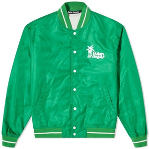 Custom Logo Green Varsity Jacket Men Streetwear Embroidery Bomber Jacket Unisex Satin Baseball Letterman Jacket <b>Windbreaker</b> - Product Image 1