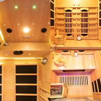 Ruang Sauna Hibrida Listrik Inframerah Kayu Hemlock Modern KLAFIN untuk 2-3 Orang, Cocok untuk Apartemen & Villa, Garansi 4 Tahun
